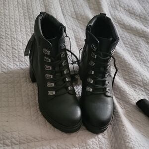 Black Lace-Up Ankle Boots